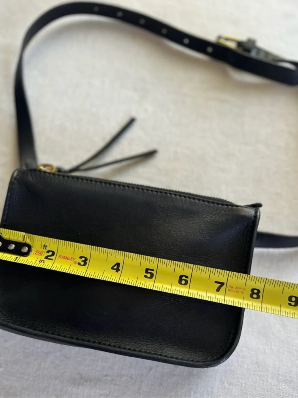 Madewell Black Leather Waist Belt with Gold Hardware